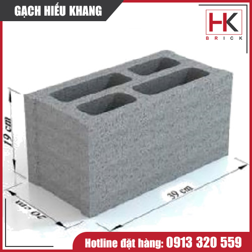 Gạch rỗng 3 viên thành vách H90